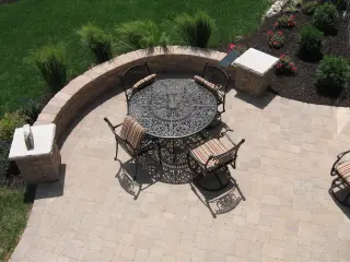 Custom paver patio with outdoor furniture